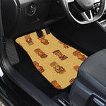 Tribal Tiki Mask Pattern Print Front and Back Car Floor Mats