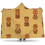 Tribal Tiki Mask Pattern Print Hooded Blanket