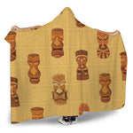 Tribal Tiki Mask Pattern Print Hooded Blanket