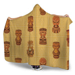 Tribal Tiki Mask Pattern Print Hooded Blanket
