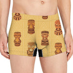 Tribal Tiki Mask Pattern Print Men's Boxer Briefs