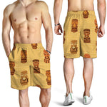 Tribal Tiki Mask Pattern Print Men's Shorts