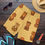 Tribal Tiki Mask Pattern Print Men's Shorts
