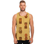 Tribal Tiki Mask Pattern Print Men's Tank Top