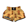 Tribal Tiki Mask Pattern Print Muay Thai Boxing Shorts