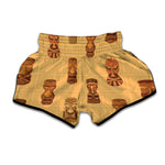 Tribal Tiki Mask Pattern Print Muay Thai Boxing Shorts