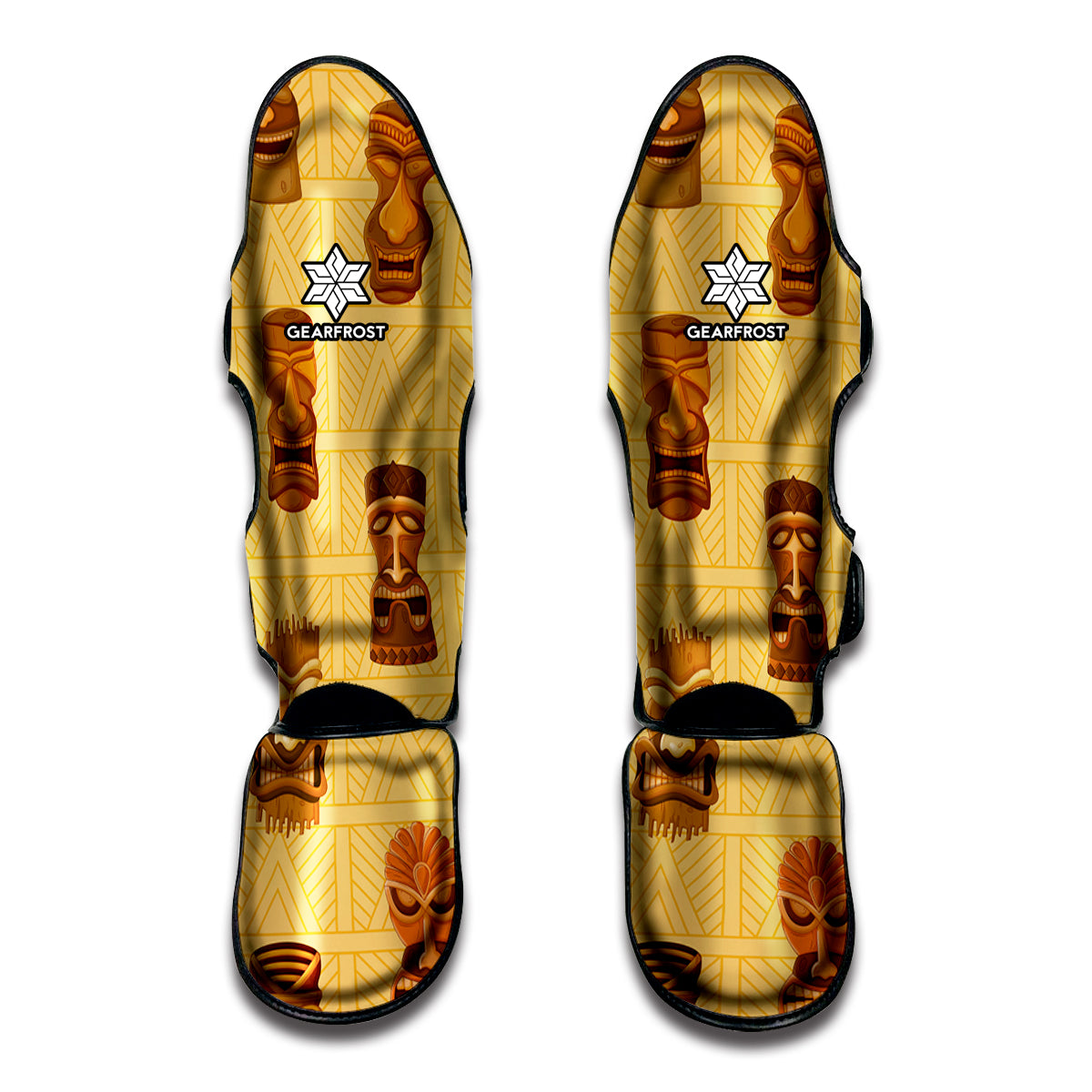Tribal Tiki Mask Pattern Print Muay Thai Shin Guard