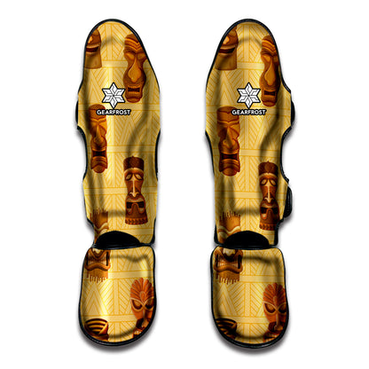 Tribal Tiki Mask Pattern Print Muay Thai Shin Guard