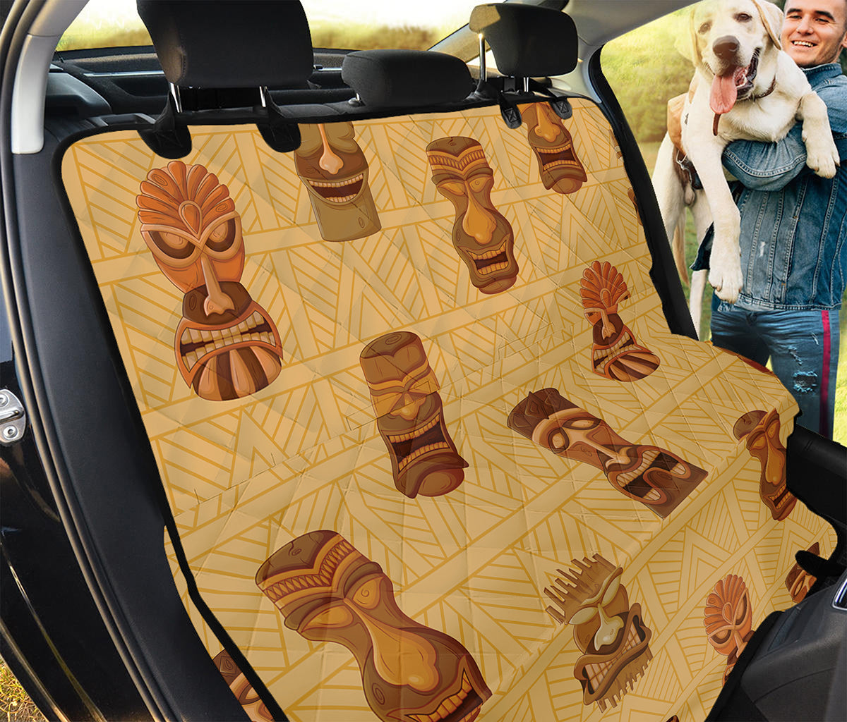 Tribal Tiki Mask Pattern Print Pet Car Back Seat Cover