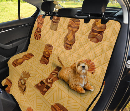 Tribal Tiki Mask Pattern Print Pet Car Back Seat Cover