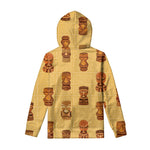 Tribal Tiki Mask Pattern Print Pullover Hoodie