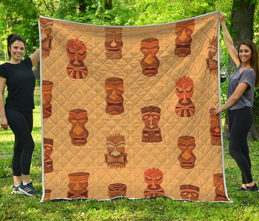 Tribal Tiki Mask Pattern Print Quilt