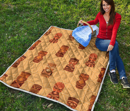 Tribal Tiki Mask Pattern Print Quilt