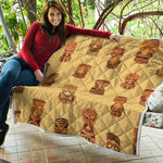 Tribal Tiki Mask Pattern Print Quilt