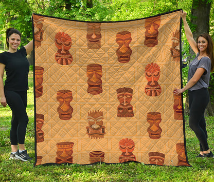 Tribal Tiki Mask Pattern Print Quilt