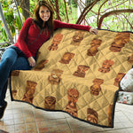 Tribal Tiki Mask Pattern Print Quilt