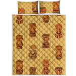 Tribal Tiki Mask Pattern Print Quilt Bed Set