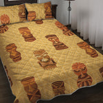 Tribal Tiki Mask Pattern Print Quilt Bed Set
