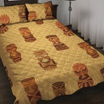 Tribal Tiki Mask Pattern Print Quilt Bed Set