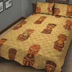 Tribal Tiki Mask Pattern Print Quilt Bed Set