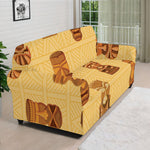 Tribal Tiki Mask Pattern Print Sofa Cover