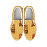 Tribal Tiki Mask Pattern Print White Slip On Shoes