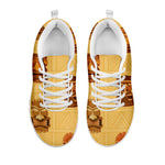 Tribal Tiki Mask Pattern Print White Sneakers