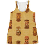 Tribal Tiki Mask Pattern Print Women's Racerback Tank Top