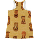 Tribal Tiki Mask Pattern Print Women's Racerback Tank Top
