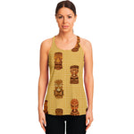 Tribal Tiki Mask Pattern Print Women's Racerback Tank Top
