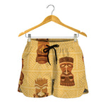 Tribal Tiki Mask Pattern Print Women's Shorts