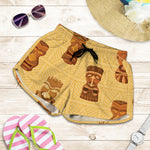 Tribal Tiki Mask Pattern Print Women's Shorts