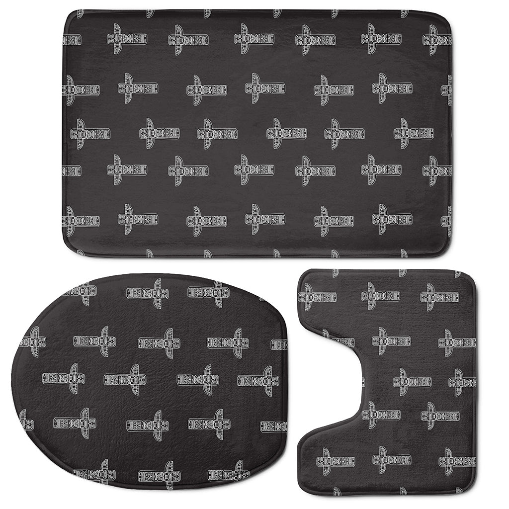 Tribal Totem Pattern Print 3 Piece Bath Mat Set