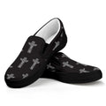 Tribal Totem Pattern Print Black Slip On Sneakers