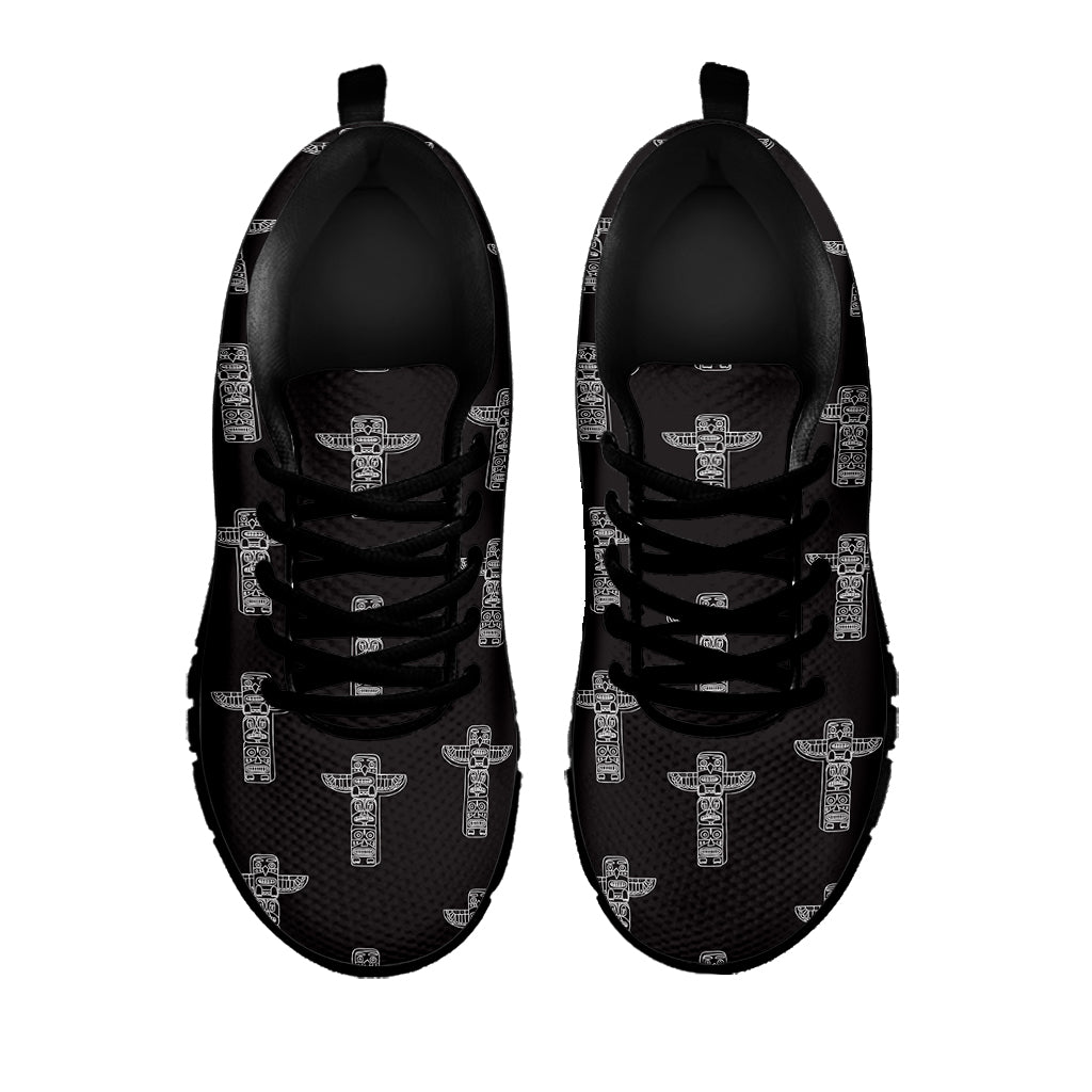 Tribal Totem Pattern Print Black Sneakers