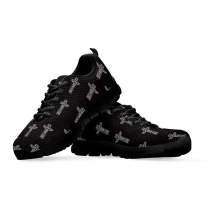 Tribal Totem Pattern Print Black Sneakers