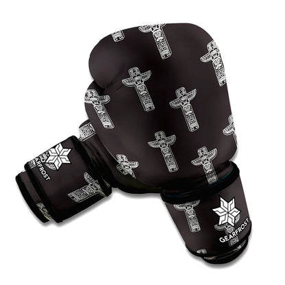 Tribal Totem Pattern Print Boxing Gloves