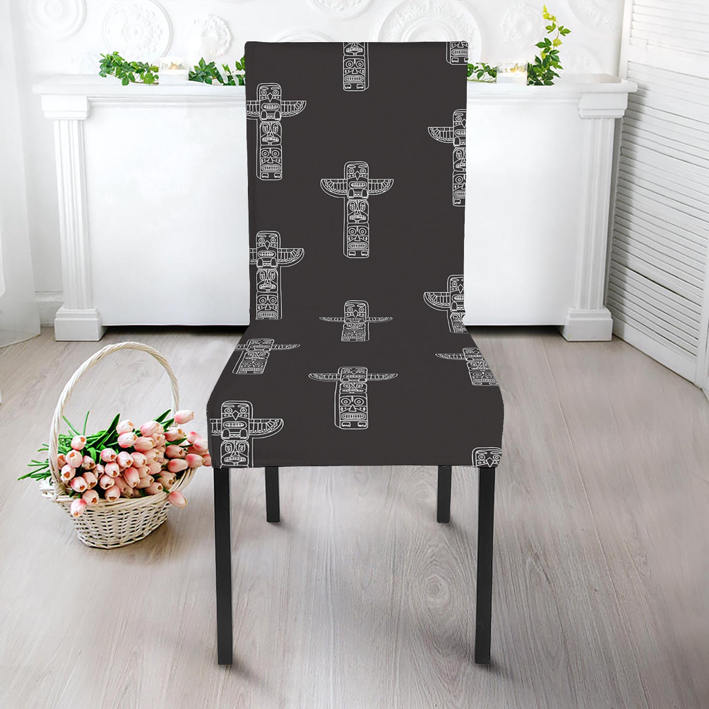 Tribal Totem Pattern Print Dining Chair Slipcover