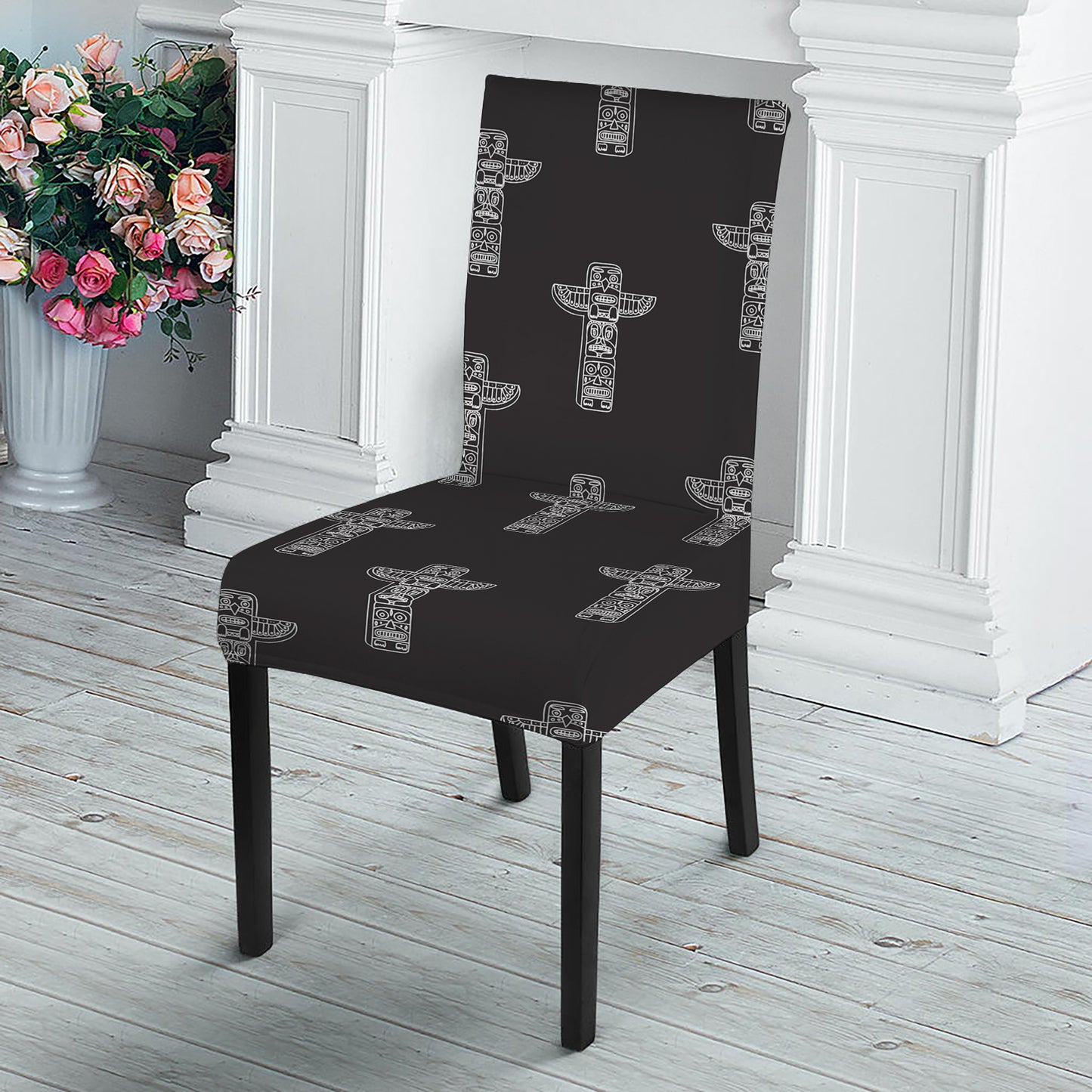 Tribal Totem Pattern Print Dining Chair Slipcover