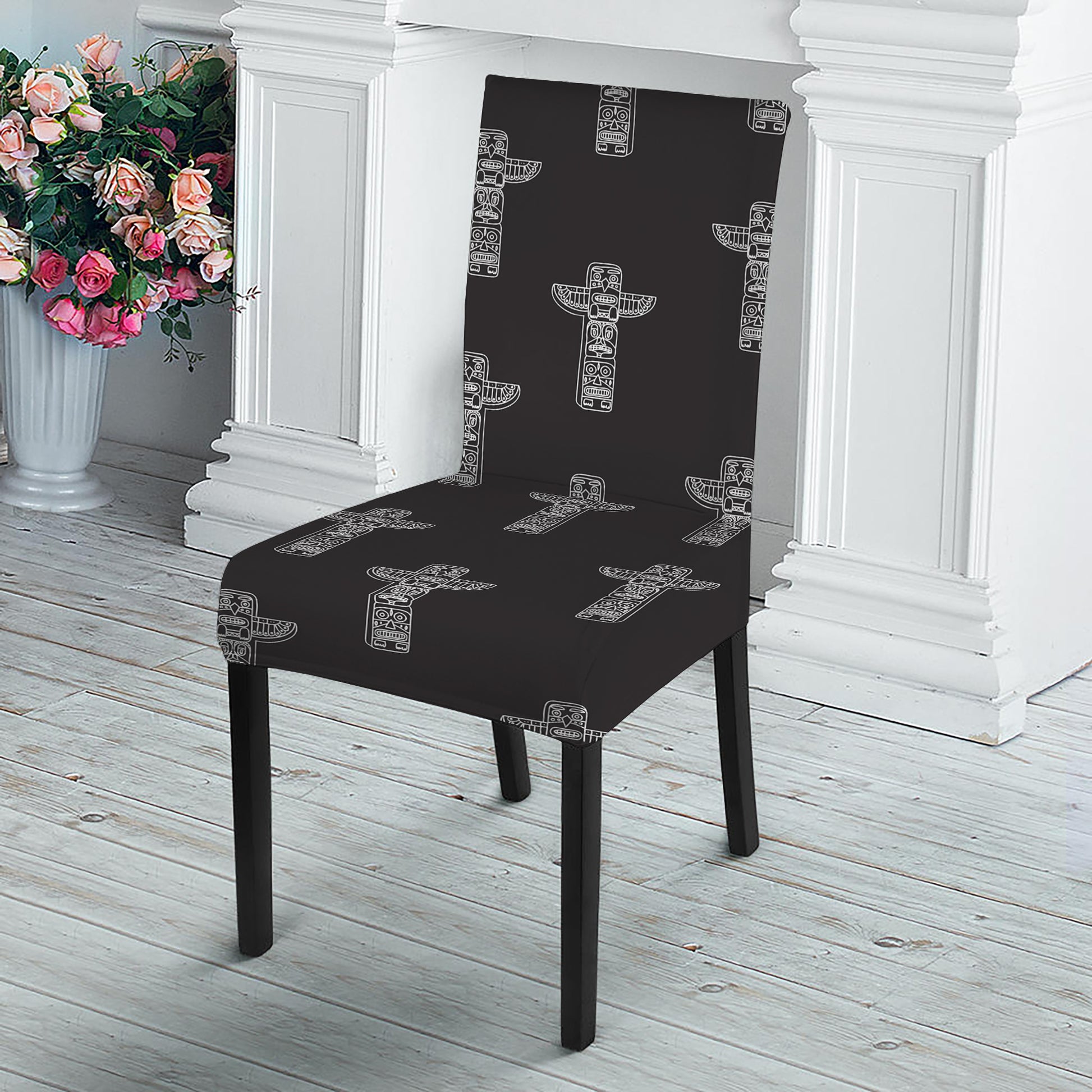 Tribal Totem Pattern Print Dining Chair Slipcover