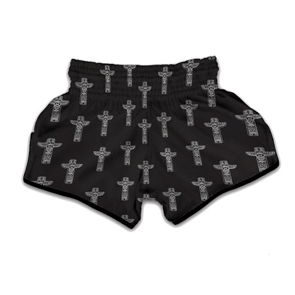 Tribal Totem Pattern Print Muay Thai Boxing Shorts