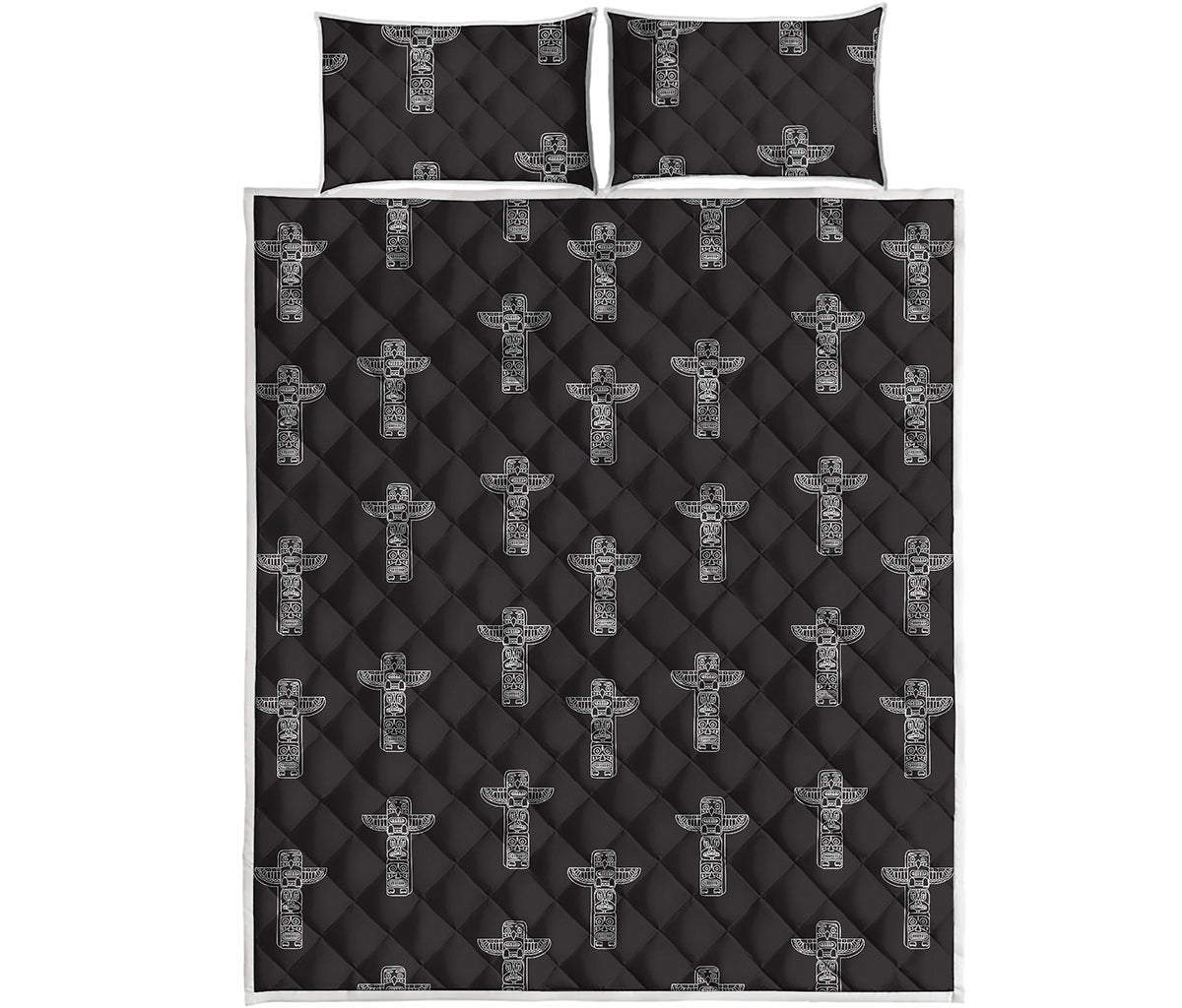 Tribal Totem Pattern Print Quilt Bed Set