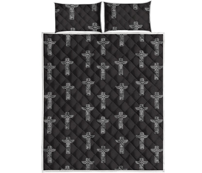 Tribal Totem Pattern Print Quilt Bed Set