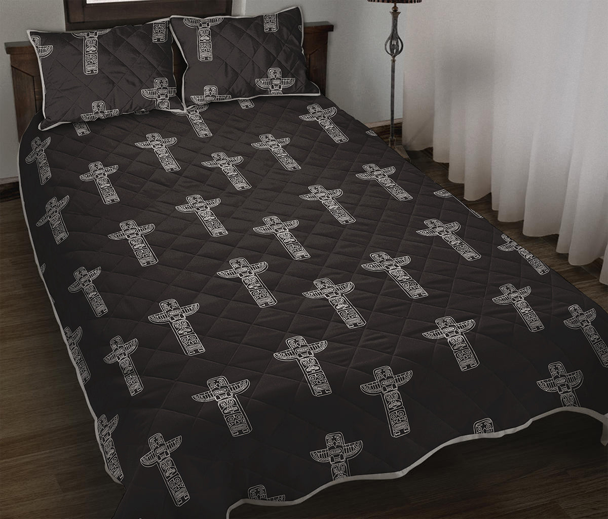 Tribal Totem Pattern Print Quilt Bed Set