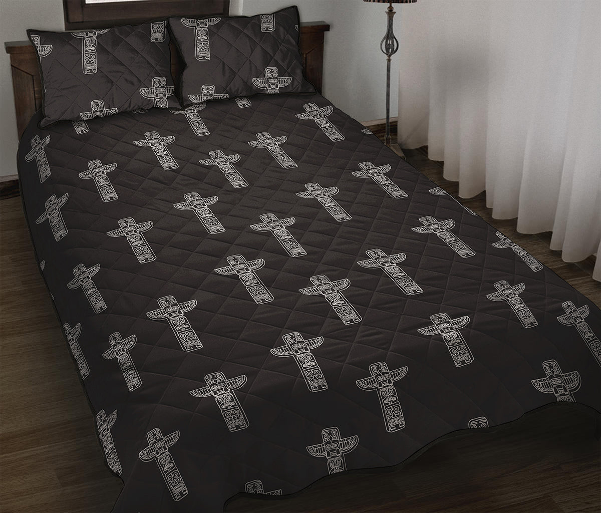 Tribal Totem Pattern Print Quilt Bed Set