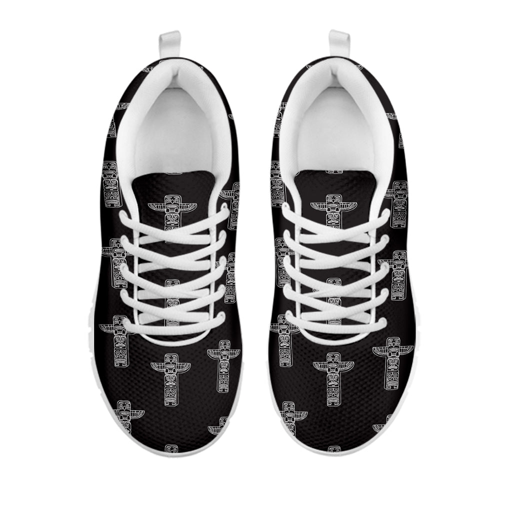 Tribal Totem Pattern Print White Sneakers