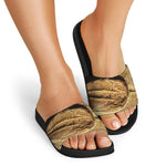 Trilobite Fossil Print Black Slide Sandals