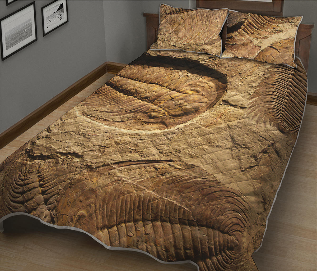 Trilobite Fossil Print Quilt Bed Set