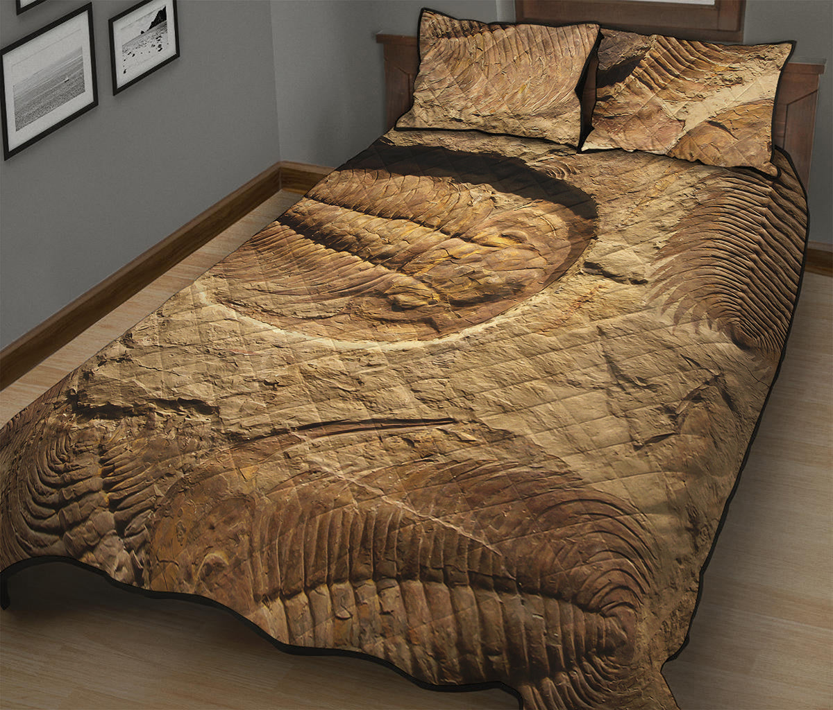 Trilobite Fossil Print Quilt Bed Set
