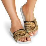 Trilobite Fossil Print White Slide Sandals